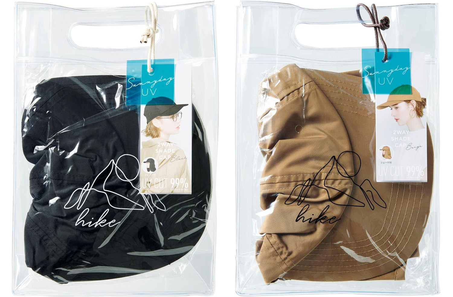 SUNNYDAY UV 2wayシェードキャップ BLACK／BEIGE：PRODUCT（商品情報